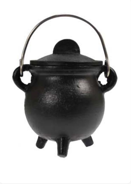 Plain Cast Iron Cauldron W/ Lid 3"