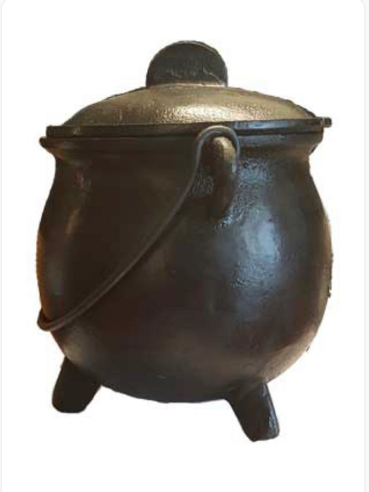 8" Cast Iron Cauldron W/ Lid
